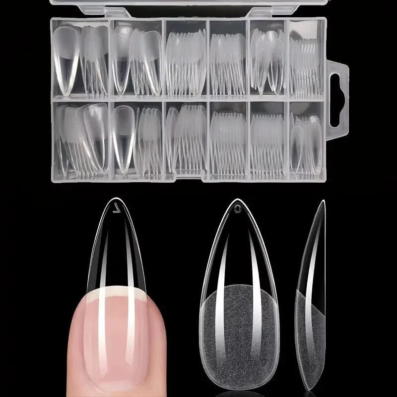 Juego de uñas postizas redondas largas en forma de almendra de 120 piezas, puntas de uñas de gel semimate prefabricadas, adecuadas para uñas postizas acrílicas de cobertura completa, salón de bricolaje en el hogar, 12 ta - VibraStore