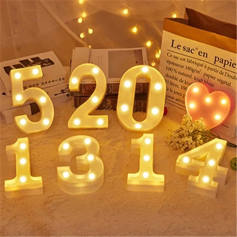 Lámpara luminosa con letras y números, luces LED del alfabeto - VibraStore