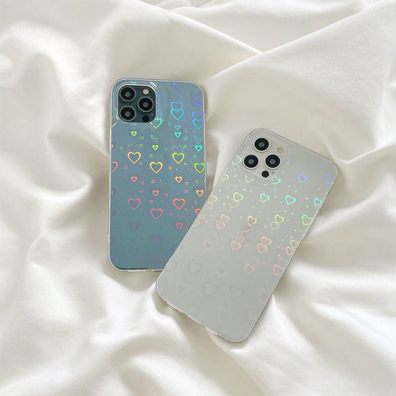 Laser Colorful Love For Double - sided Coated Silicone Phone Case - VibraStore