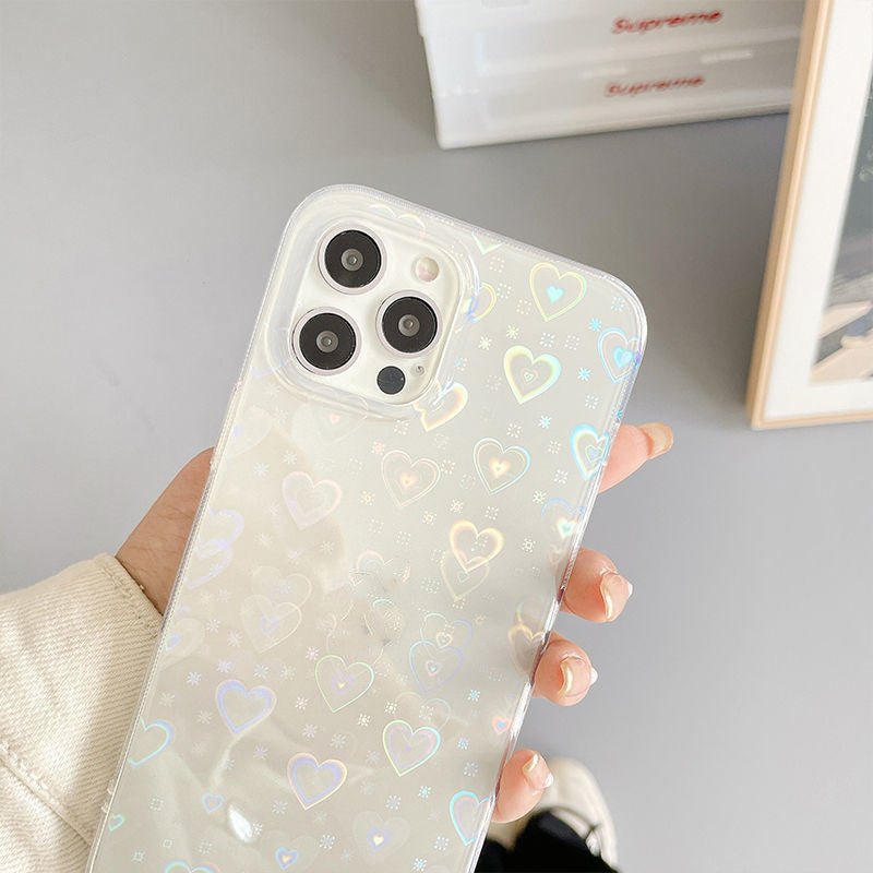 Laser Colorful Love For Double - sided Coated Silicone Phone Case - VibraStore