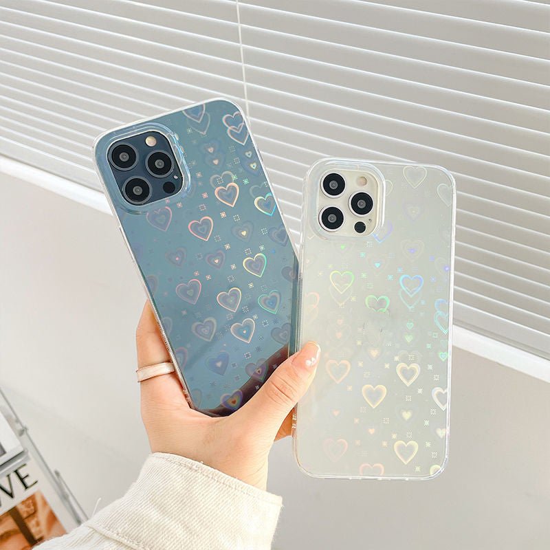 Laser Colorful Love For Double - sided Coated Silicone Phone Case - VibraStore