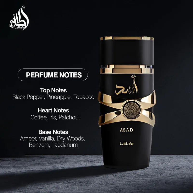 Lattafa Asad Eau de Parfum Spray 100ml Original Arab Perfumes Lasting Oriental Fragrance Pheromones Perfume Cologne for Men Gift - VibraStore
