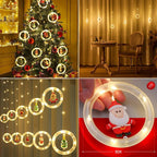LED Holiday Light Christmas Curtain Lights Christmas Window Lights Santa New Year Decor String Lights for Indoor Decorations - VibraStore