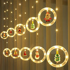 LED Holiday Light Christmas Curtain Lights Christmas Window Lights Santa New Year Decor String Lights for Indoor Decorations - VibraStore