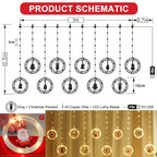 LED Holiday Light Christmas Curtain Lights Christmas Window Lights Santa New Year Decor String Lights for Indoor Decorations - VibraStore