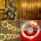 LED Holiday Light Christmas Curtain Lights Christmas Window Lights Santa New Year Decor String Lights for Indoor Decorations - VibraStore