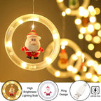 LED Holiday Light Christmas Curtain Lights Christmas Window Lights Santa New Year Decor String Lights for Indoor Decorations - VibraStore