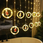 LED Holiday Light Christmas Curtain Lights Christmas Window Lights Santa New Year Decor String Lights for Indoor Decorations - VibraStore