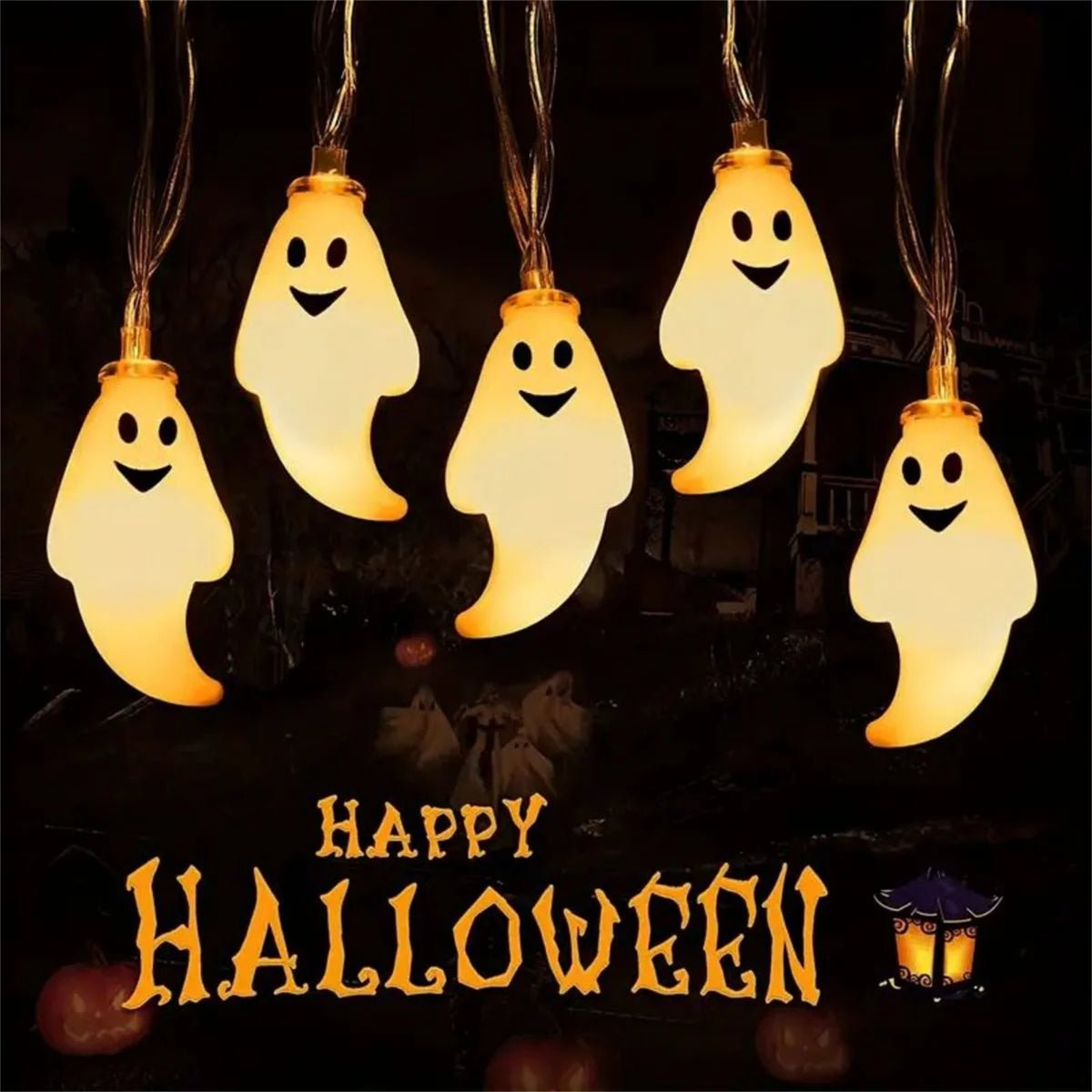 LED light string, Halloween ghost lights, festive party atmosphere decoration, glowing ghost ghost festival scene arrangement - VibraStore