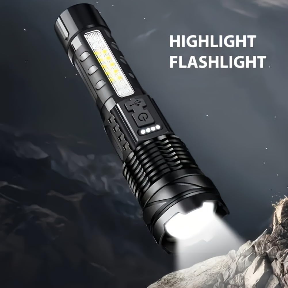 LED Super Powerful Rechargeable Torch Flood Light,Focus Adjustable Water Resistant Handheld Light For Outdoor Camping, Fishing, Hunting, Climbing, Adventure Emergency - VibraStore