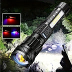 LED Super Powerful Rechargeable Torch Flood Light,Focus Adjustable Water Resistant Handheld Light For Outdoor Camping, Fishing, Hunting, Climbing, Adventure Emergency - VibraStore