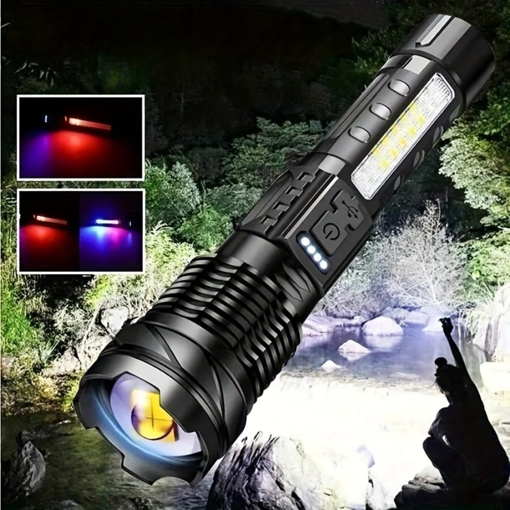 LED Super Powerful Rechargeable Torch Flood Light,Focus Adjustable Water Resistant Handheld Light For Outdoor Camping, Fishing, Hunting, Climbing, Adventure Emergency - VibraStore