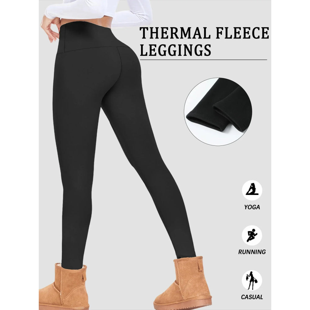 Leggings para correr de invierno para mujer. El diseño de cintura alta proporciona cobertura y comodidad para sesiones de yoga y entrenamiento. - VibraStore