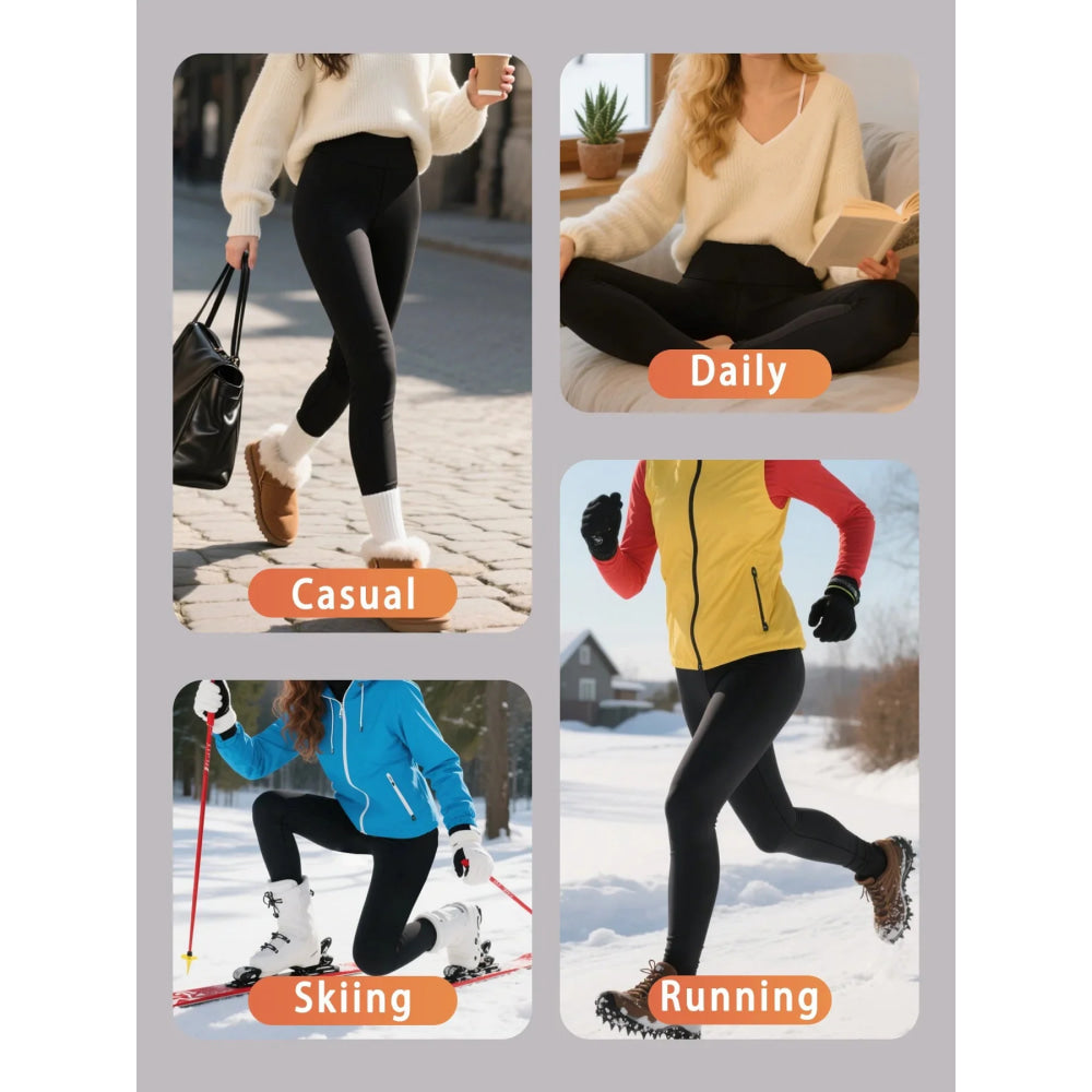Leggings para correr de invierno para mujer. El diseño de cintura alta proporciona cobertura y comodidad para sesiones de yoga y entrenamiento. - VibraStore