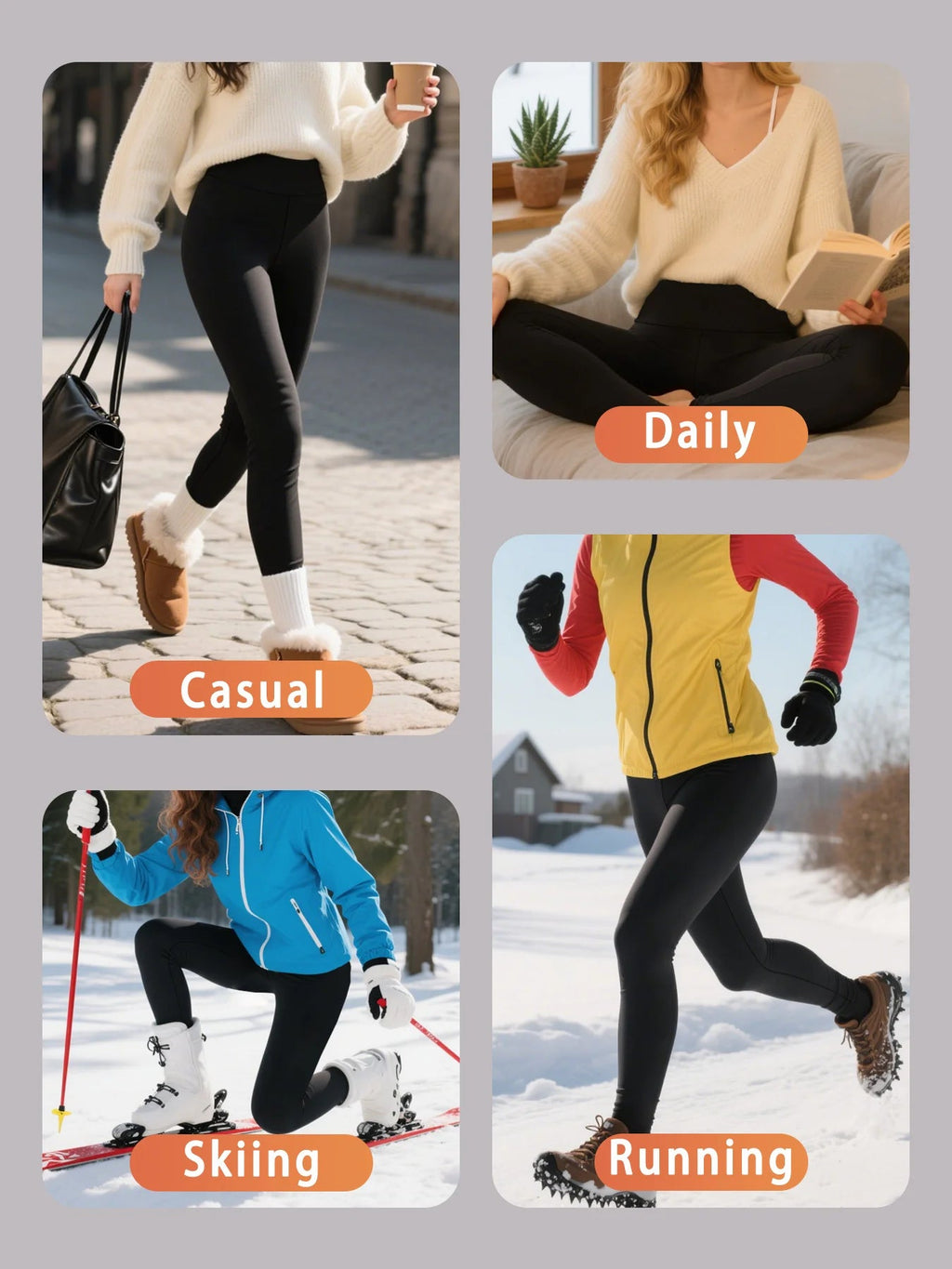 Leggings para correr de invierno para mujer. El diseño de cintura alta proporciona cobertura y comodidad para sesiones de yoga y entrenamiento. - VibraStore