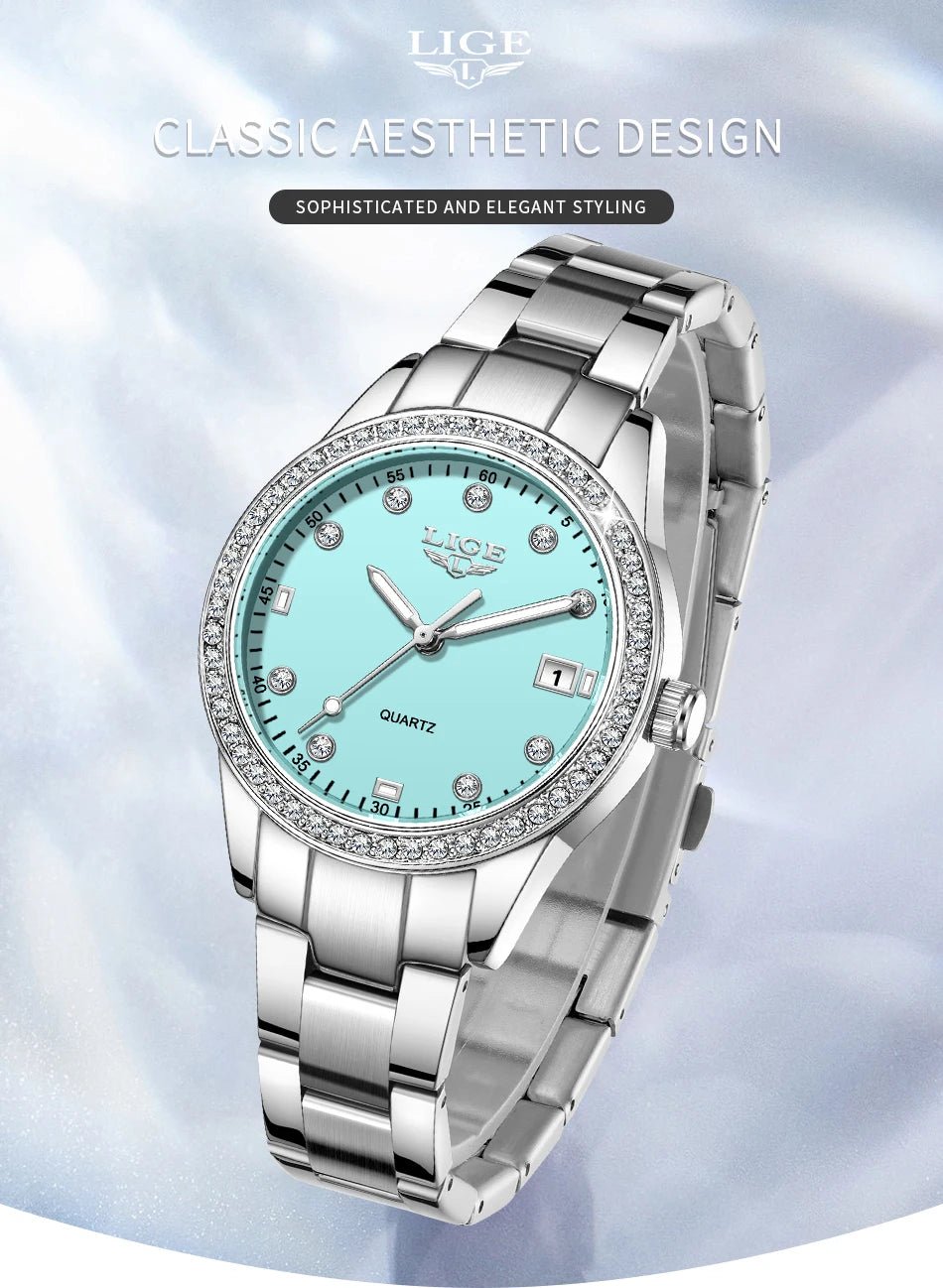 LIGE 2025 luxury Women's Watch Luminous Stainless Steel Clock Waterproof Fashion Watch for Women quartz wristwatch Ladies Watch - VibraStore