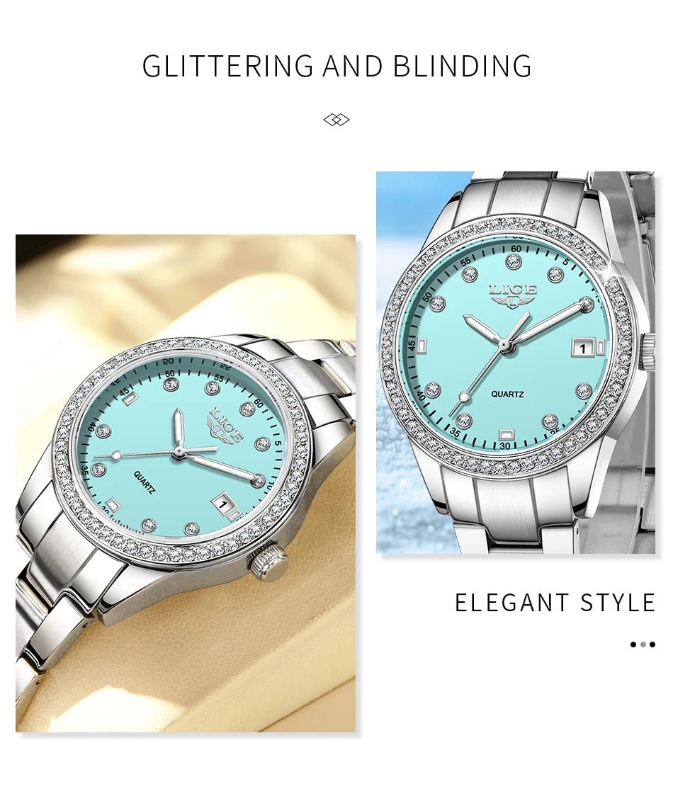 LIGE 2025 luxury Women's Watch Luminous Stainless Steel Clock Waterproof Fashion Watch for Women quartz wristwatch Ladies Watch - VibraStore