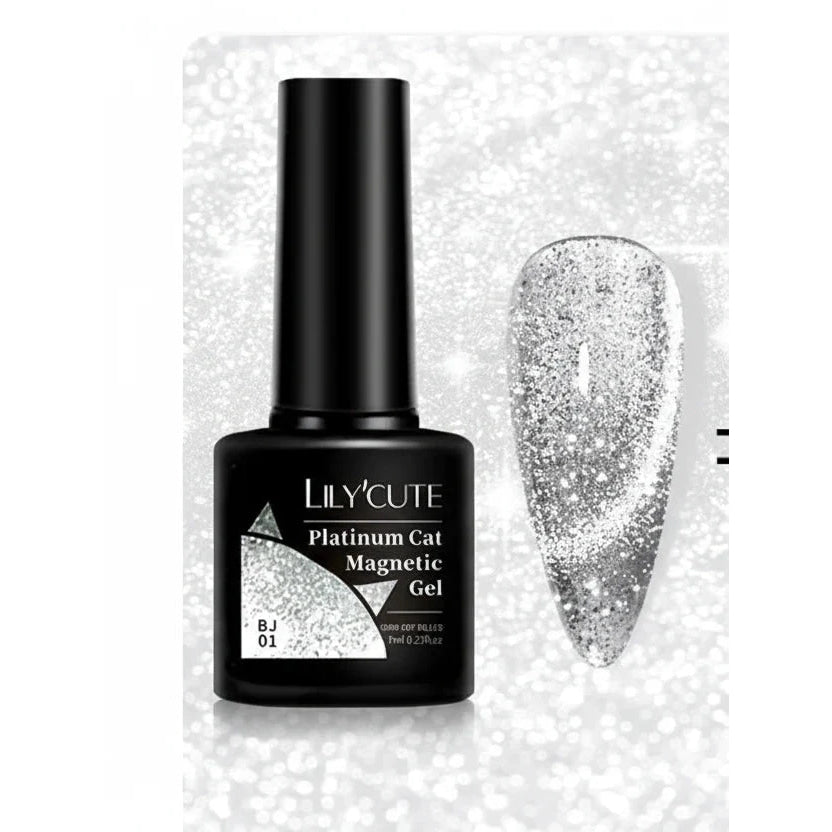 LILYCUTE - esmalte de uñas de Gel magnético Platinum Cat, láminas de rosas brillantes, brillo 3 en 1, Gel UV semipermanente, manicura artística, 7ML - VibraStore