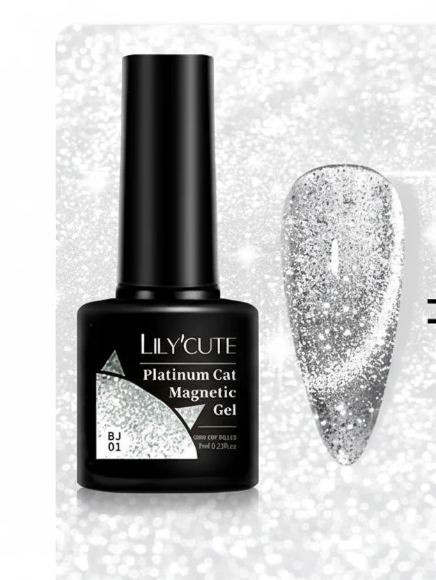 LILYCUTE - esmalte de uñas de Gel magnético Platinum Cat, láminas de rosas brillantes, brillo 3 en 1, Gel UV semipermanente, manicura artística, 7ML - VibraStore