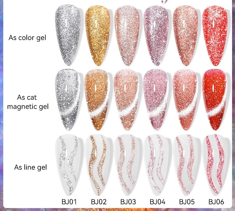 LILYCUTE - esmalte de uñas de Gel magnético Platinum Cat, láminas de rosas brillantes, brillo 3 en 1, Gel UV semipermanente, manicura artística, 7ML - VibraStore