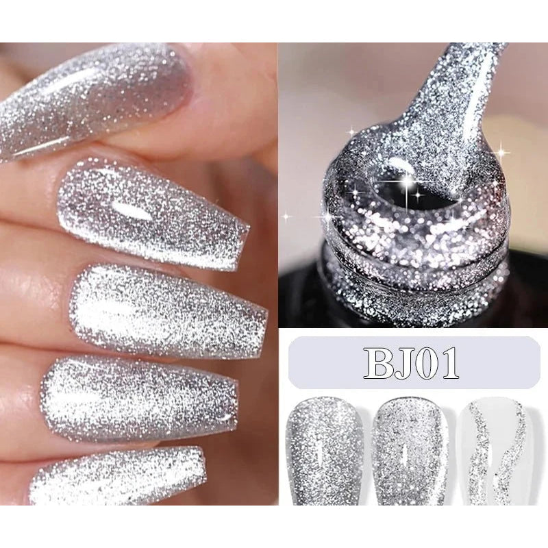 LILYCUTE - esmalte de uñas de Gel magnético Platinum Cat, láminas de rosas brillantes, brillo 3 en 1, Gel UV semipermanente, manicura artística, 7ML - VibraStore