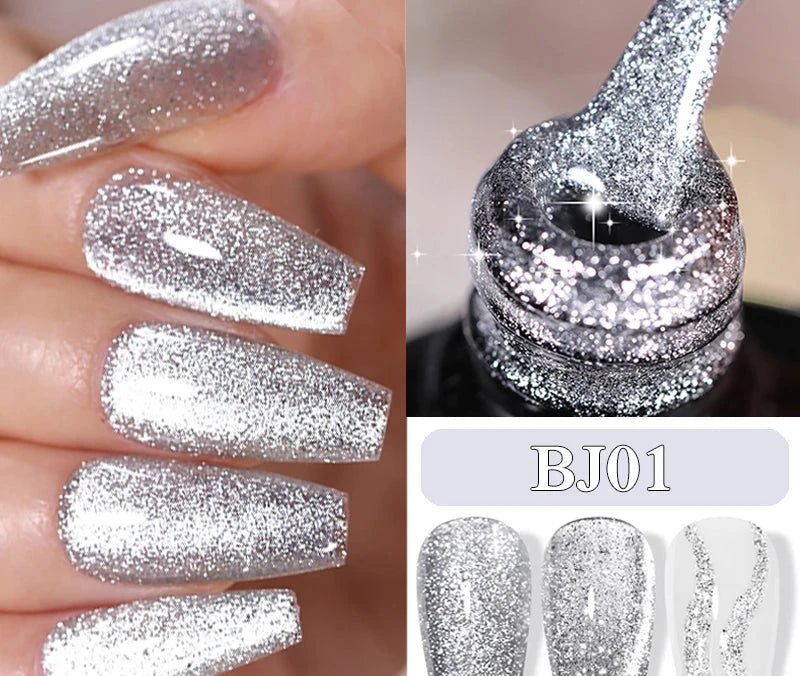 LILYCUTE - esmalte de uñas de Gel magnético Platinum Cat, láminas de rosas brillantes, brillo 3 en 1, Gel UV semipermanente, manicura artística, 7ML - VibraStore