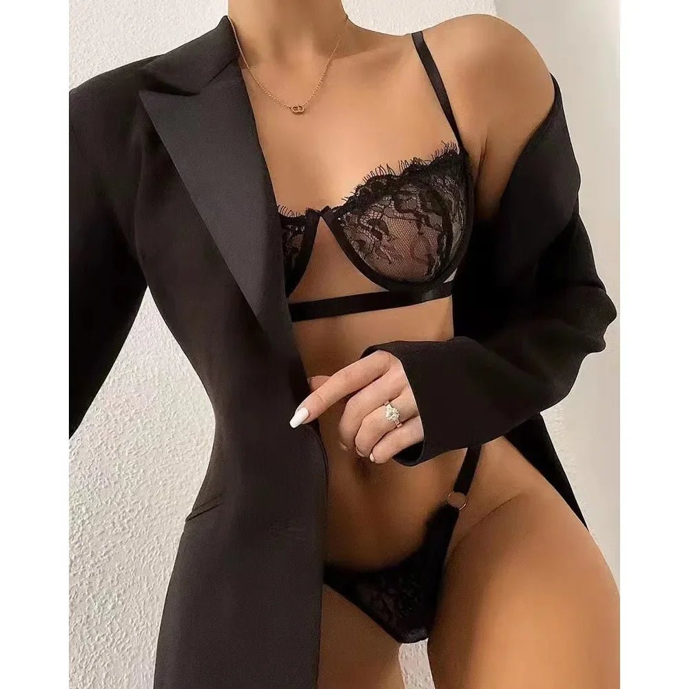 Lingеrie - Conjunto de sujetador de tres puntos con aros para mujer, traje de baño Sexy, lencería, Top 18, ropa interior elegante, sujetadores, Bikini - VibraStore
