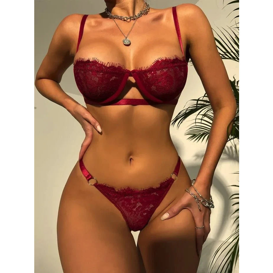 Lingеrie - Conjunto de sujetador de tres puntos con aros para mujer, traje de baño Sexy, lencería, Top 18, ropa interior elegante, sujetadores, Bikini - VibraStore