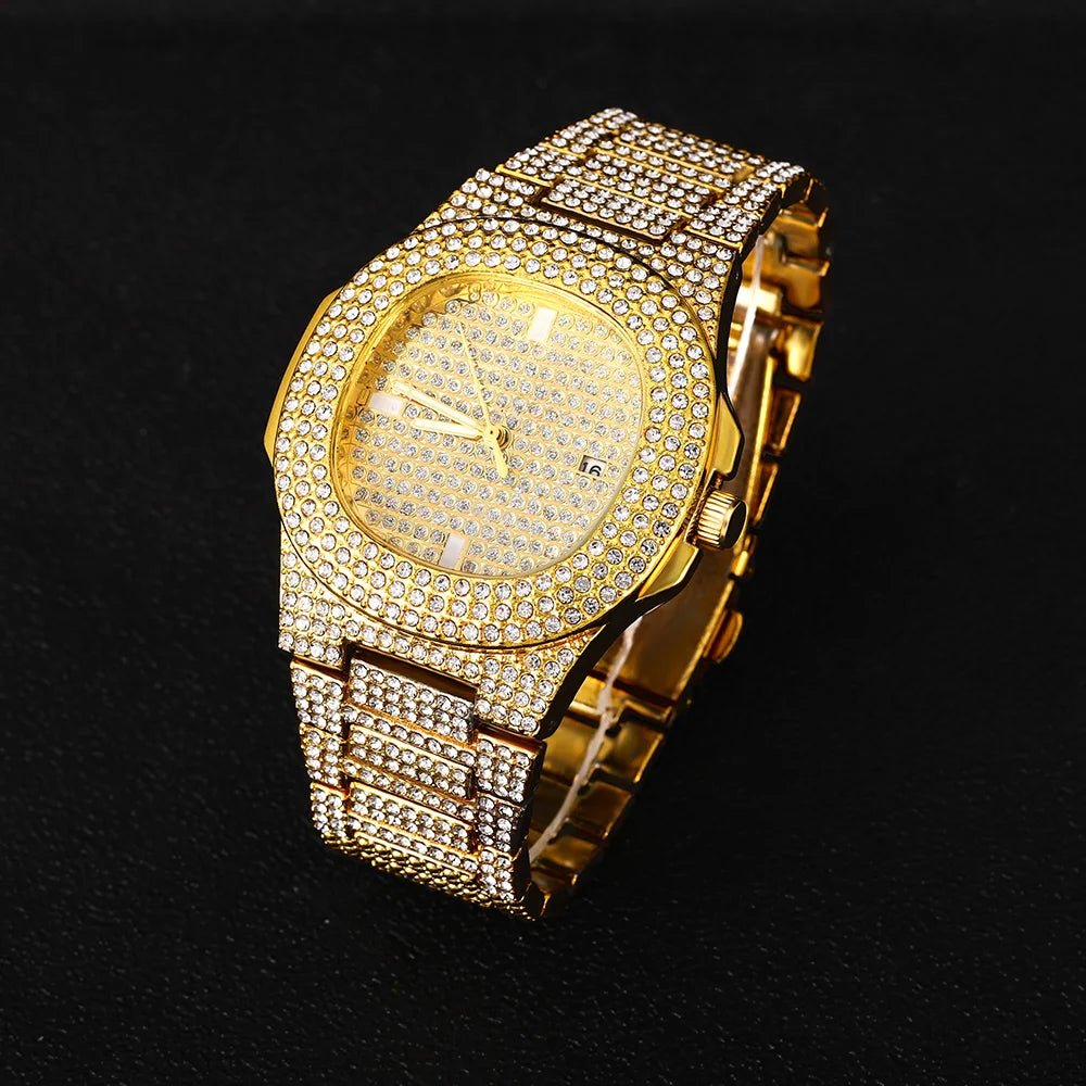 Luxury Diamond - Encrusted Hip Hop Watch Exquisite Fashion Design for Men And Women Casual Party Business Gift - VibraStore