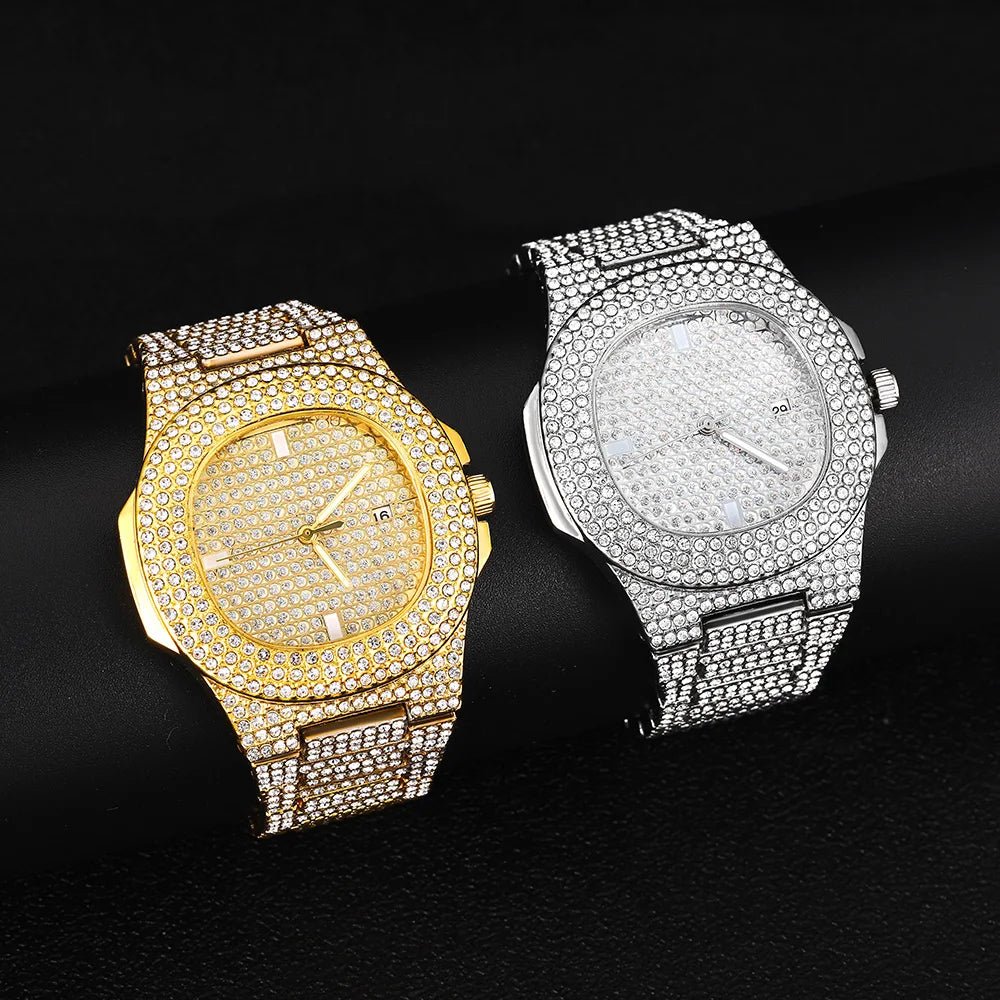Luxury Diamond - Encrusted Hip Hop Watch Exquisite Fashion Design for Men And Women Casual Party Business Gift - VibraStore
