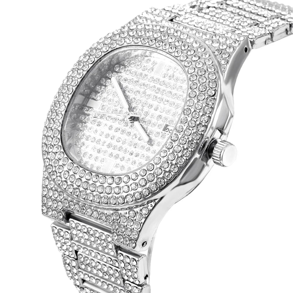 Luxury Diamond - Encrusted Hip Hop Watch Exquisite Fashion Design for Men And Women Casual Party Business Gift - VibraStore