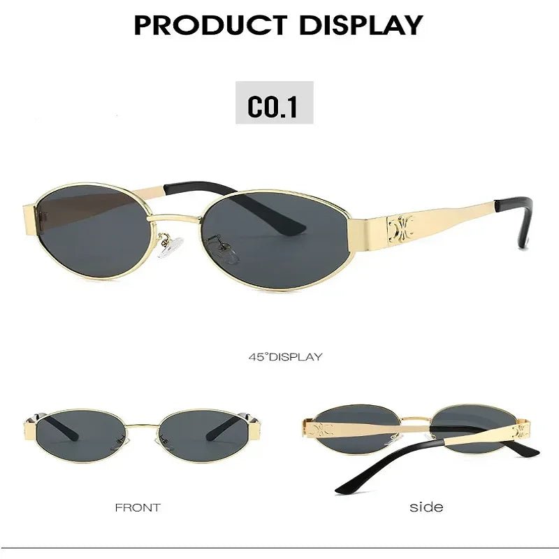 Luxury Metal Brand Sunglasses for Men and Women Unisex Designer Fashion Sun Glasses Oval Unisex Stylish Eyewear Shades UV400 - VibraStore