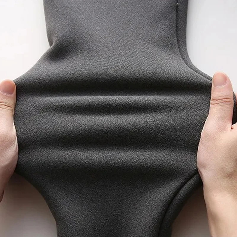 Mallas térmicas para mujer, pantalones cálidos sencillos de cintura alta para invierno, mallas cómodas de terciopelo de otoño con elasticidad negra a la moda - VibraStore