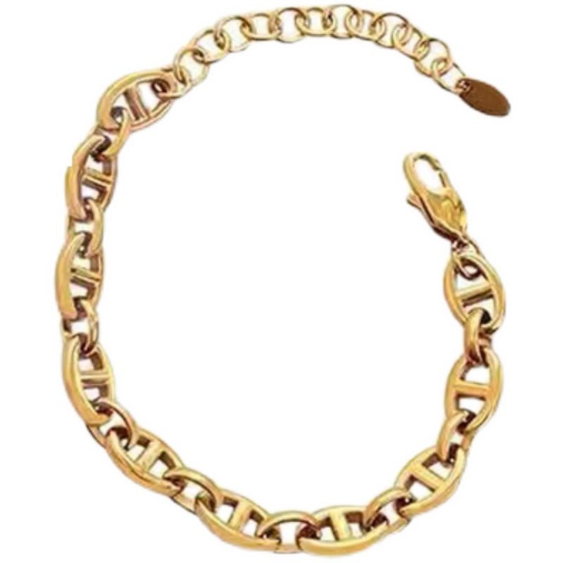 Mao Er South Korea Dongdaemun New Fashion Classy Pig Nose Titanium Steel 18K Gold Plating Niche Style All - Match Bracelet Female - VibraStore