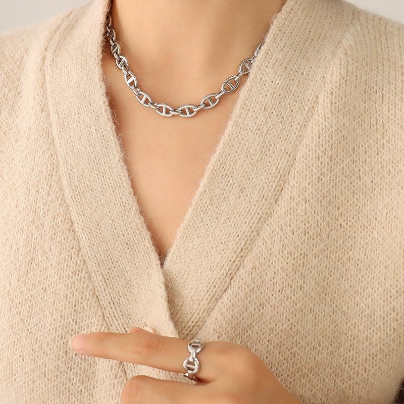 Mao Er South Korea Dongdaemun New Fashion Classy Pig Nose Titanium Steel 18K Gold Plating Niche Style All - Match Bracelet Female - VibraStore