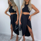 Medium Length Irregular Vest Dress - VibraStore