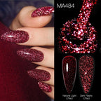 MEET ACROSS 7ml serie roja brillo reflectante esmalte de uñas en Gel serie Otoño e Invierno semipermanente UV DIY Nail Art para manic - VibraStore