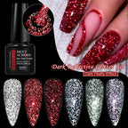 MEET ACROSS 7ml serie roja brillo reflectante esmalte de uñas en Gel serie Otoño e Invierno semipermanente UV DIY Nail Art para manic - VibraStore