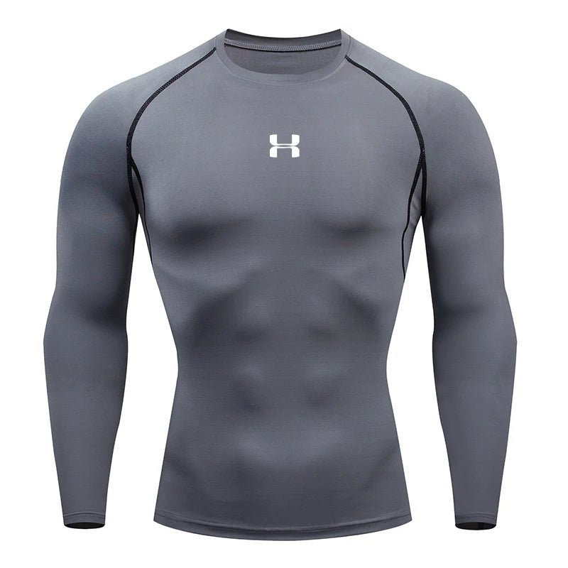 Men Running Compression T-shirt Long sleeves Sport Tees Gym Fitness Sweatshirt Male Jogging Tracksuit Homme Athletic Shirt Tops - VibraStore