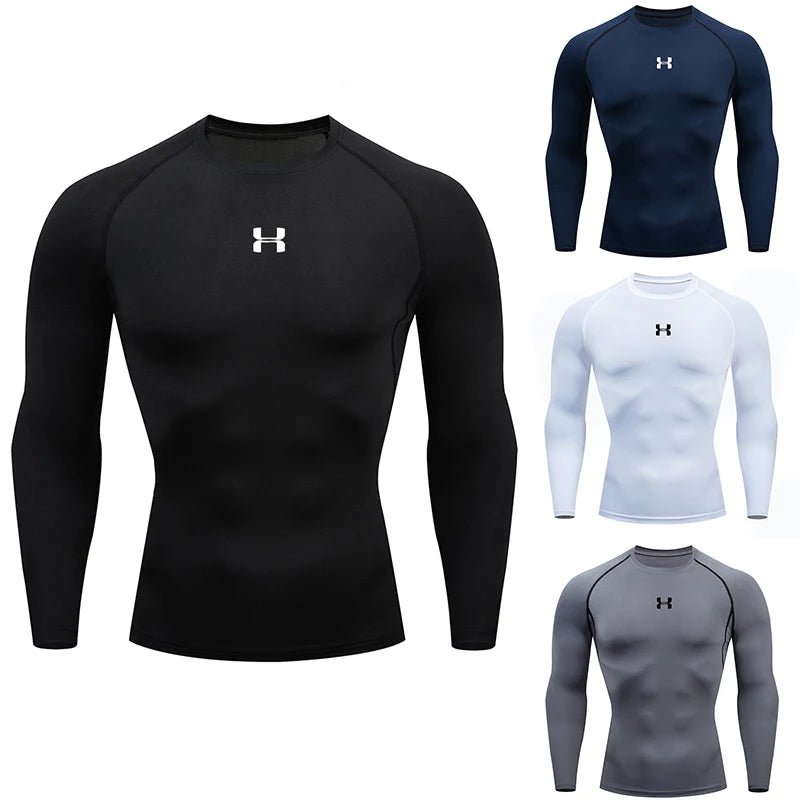 Men Running Compression T-shirt Long sleeves Sport Tees Gym Fitness Sweatshirt Male Jogging Tracksuit Homme Athletic Shirt Tops - VibraStore