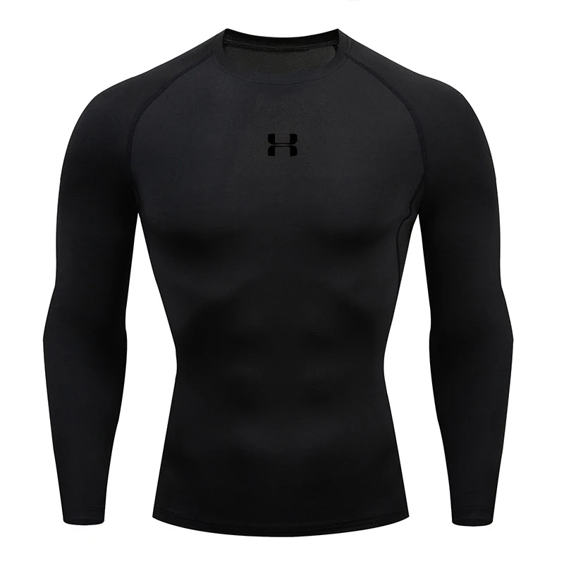 Men Running Compression T-shirt Long sleeves Sport Tees Gym Fitness Sweatshirt Male Jogging Tracksuit Homme Athletic Shirt Tops - VibraStore