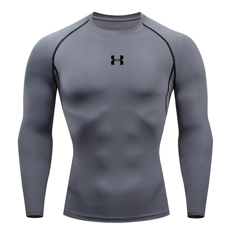 Men Running Compression T-shirt Long sleeves Sport Tees Gym Fitness Sweatshirt Male Jogging Tracksuit Homme Athletic Shirt Tops - VibraStore