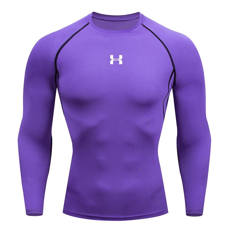 Men Running Compression T-shirt Long sleeves Sport Tees Gym Fitness Sweatshirt Male Jogging Tracksuit Homme Athletic Shirt Tops - VibraStore
