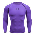 Men Running Compression T-shirt Long sleeves Sport Tees Gym Fitness Sweatshirt Male Jogging Tracksuit Homme Athletic Shirt Tops - VibraStore