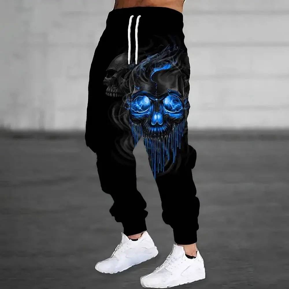Men Sweatpants Fashion 3D Skull Printed Sweatpants Men Loose Casual Pocket Drawstring Sweatpants Winter Thick Warm Sweatpants - VibraStore