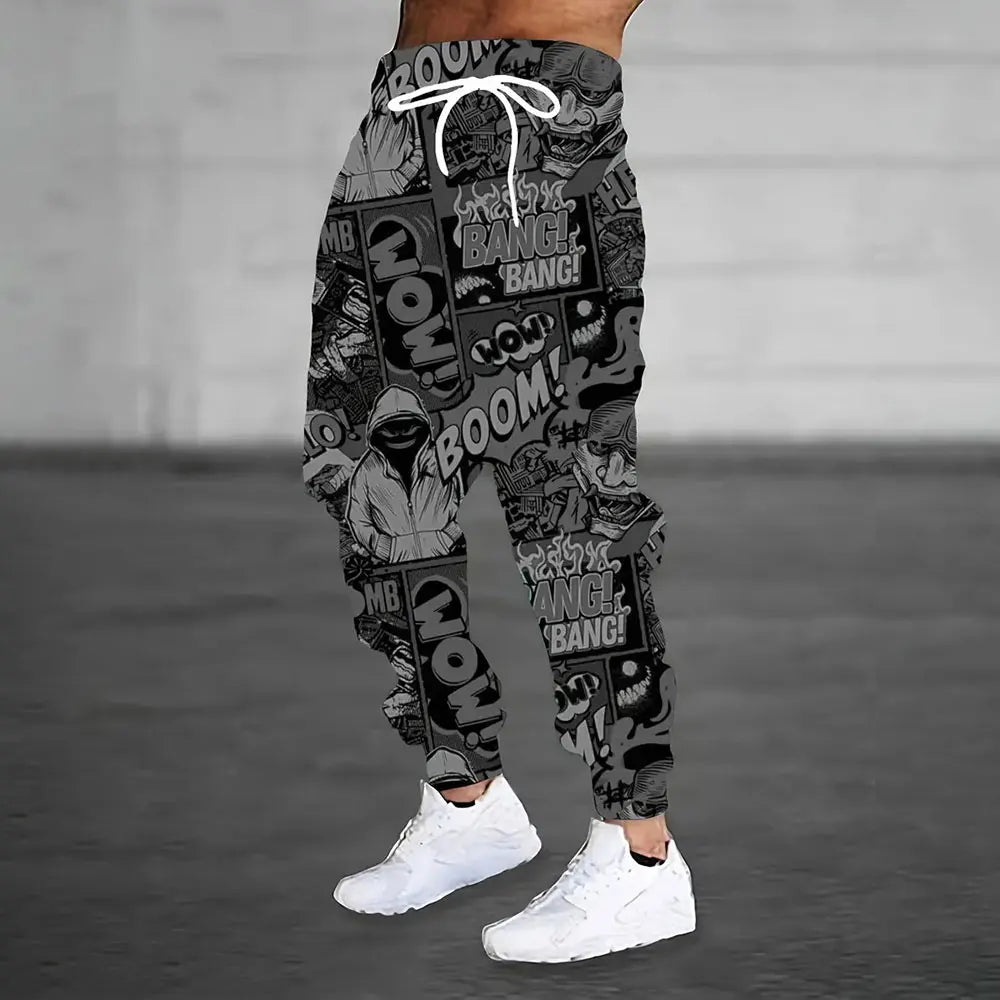 Men Sweatpants Fashion 3D Skull Printed Sweatpants Men Loose Casual Pocket Drawstring Sweatpants Winter Thick Warm Sweatpants - VibraStore