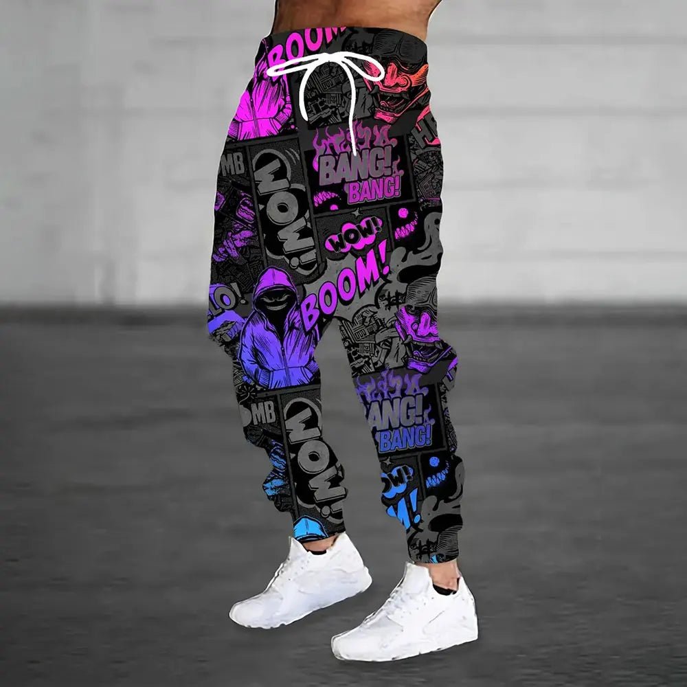 Men Sweatpants Fashion 3D Skull Printed Sweatpants Men Loose Casual Pocket Drawstring Sweatpants Winter Thick Warm Sweatpants - VibraStore
