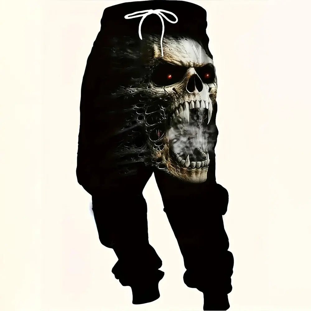 Men Sweatpants Fashion 3D Skull Printed Sweatpants Men Loose Casual Pocket Drawstring Sweatpants Winter Thick Warm Sweatpants - VibraStore