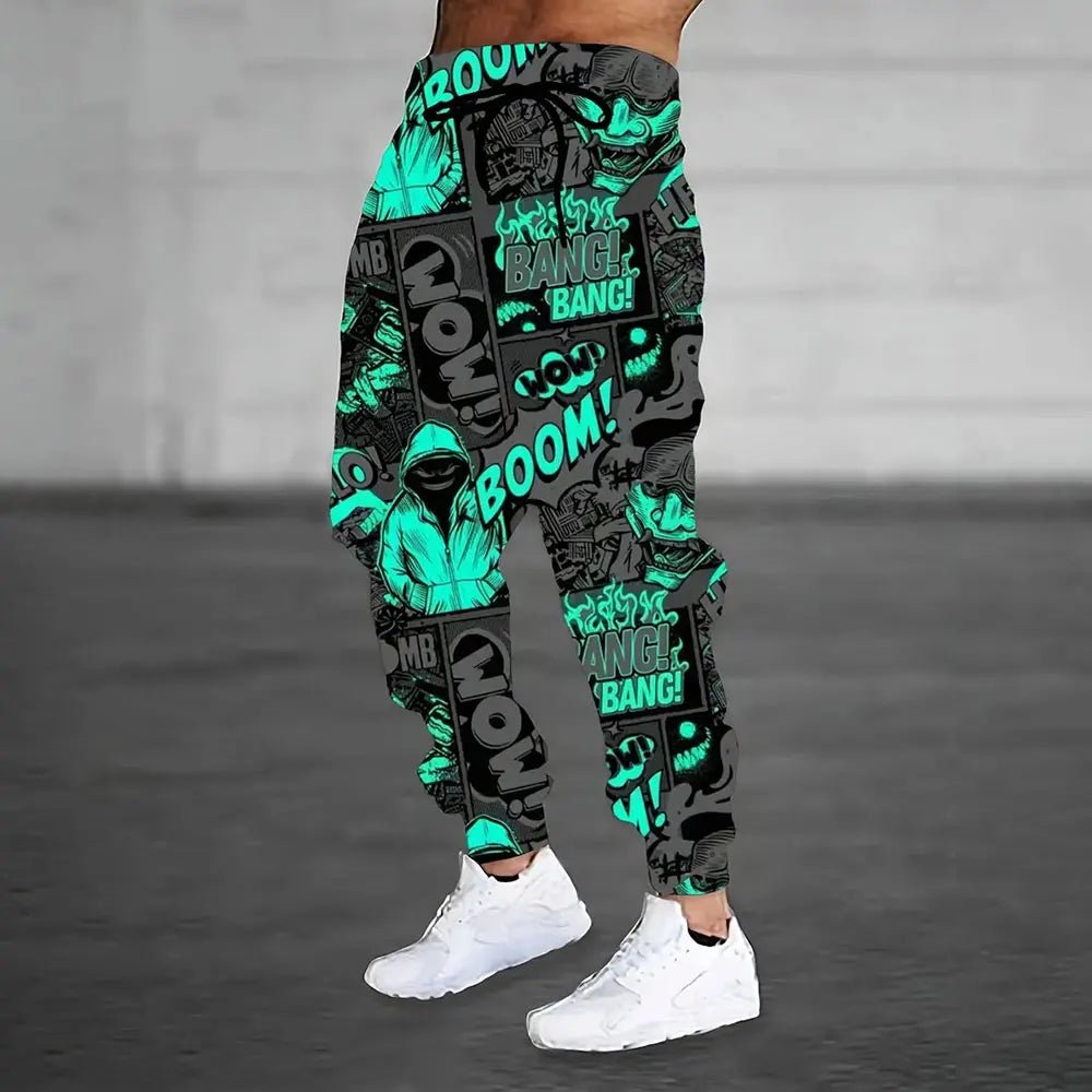 Men Sweatpants Fashion 3D Skull Printed Sweatpants Men Loose Casual Pocket Drawstring Sweatpants Winter Thick Warm Sweatpants - VibraStore