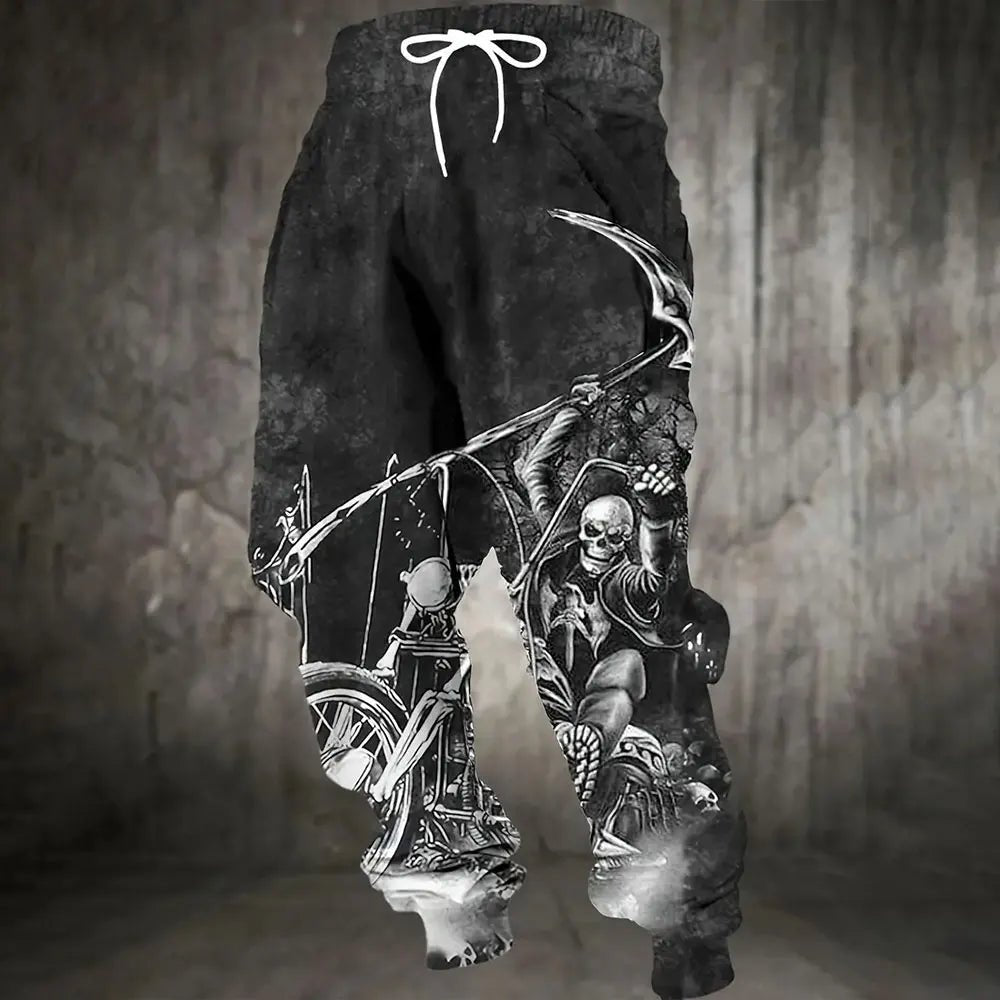 Men Sweatpants Fashion 3D Skull Printed Sweatpants Men Loose Casual Pocket Drawstring Sweatpants Winter Thick Warm Sweatpants - VibraStore